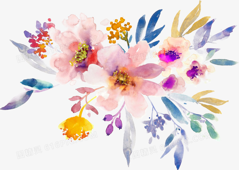 手绘水彩春天花朵