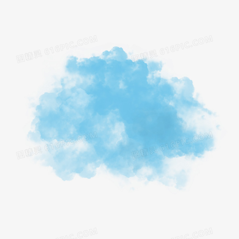 手绘蓝色云朵装饰元素