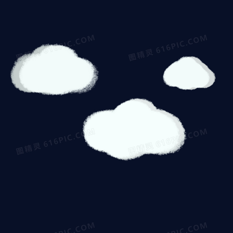 手绘粉笔画漂浮的白云通用元素