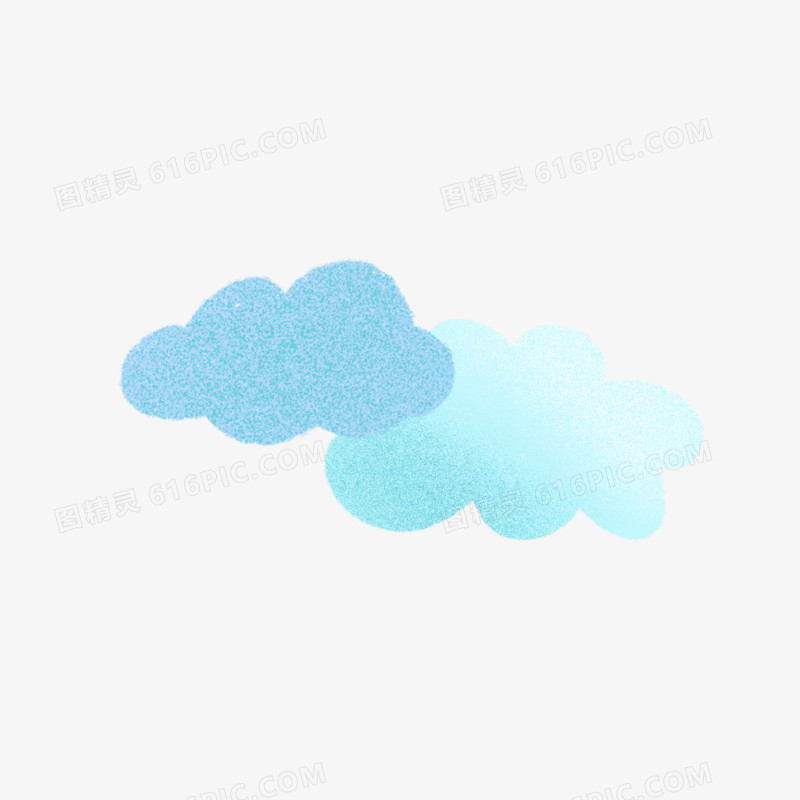 蓝色蜡笔的云朵素材