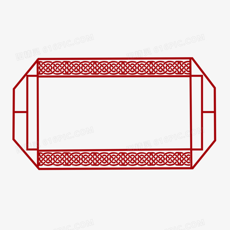红色中式窗户边框元素