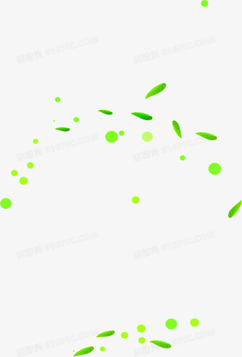 绿色卡通树叶圆形气泡