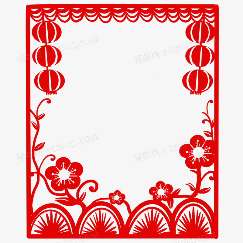 剪纸风红色喜庆节日边框素材