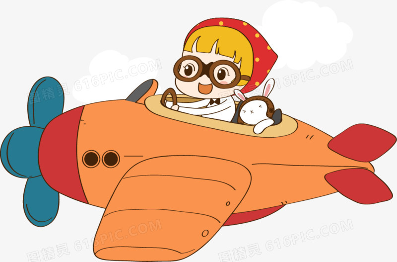 卡通可爱飞机卡通小人