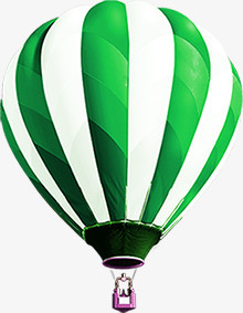 绿色卡通条纹热气球
