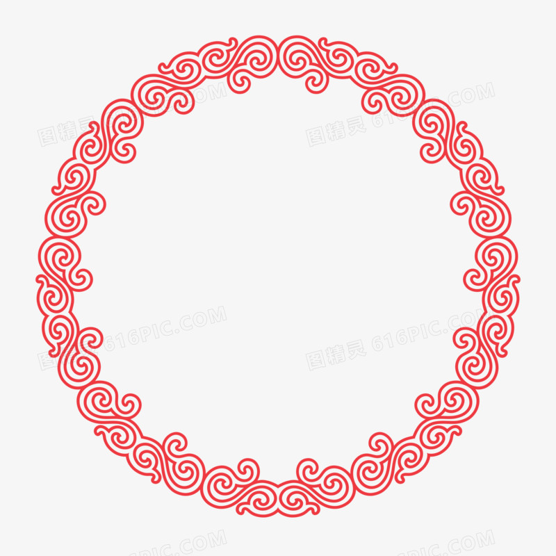 中式红色纹理圆形边框设计