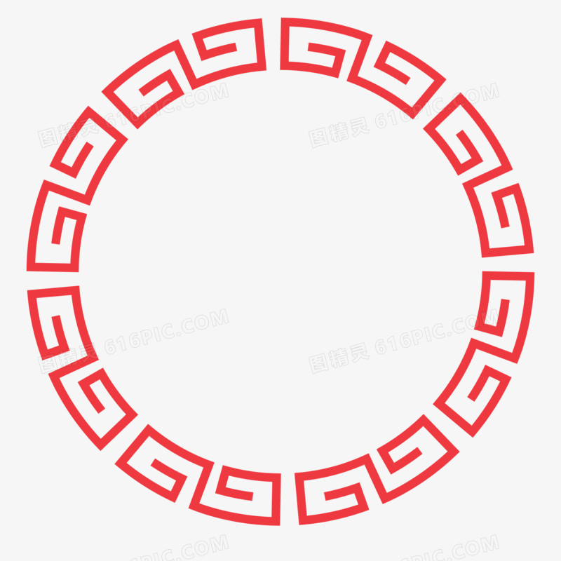 中式红色圆形边框元素