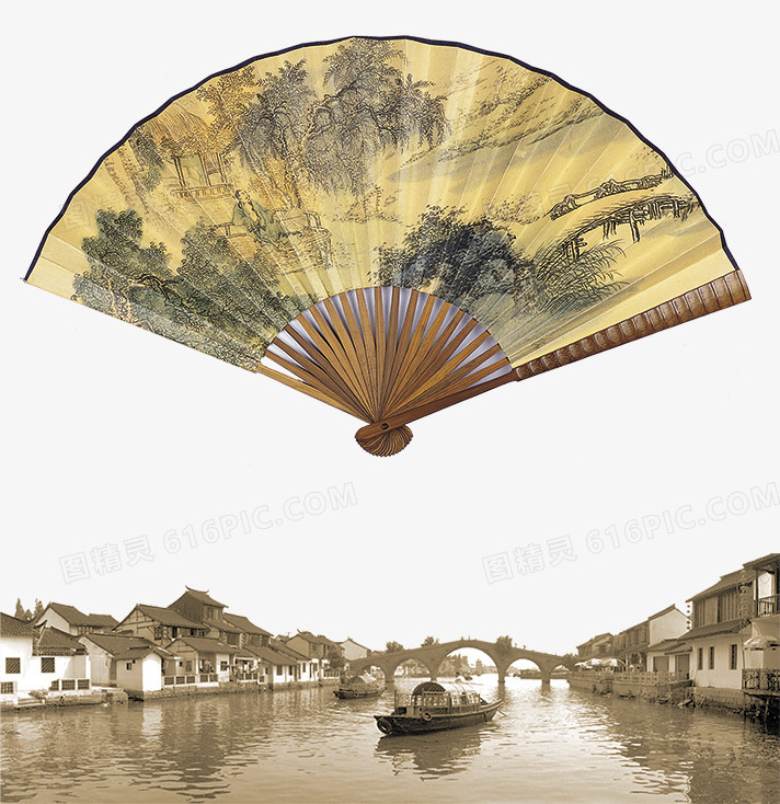 中国风图标手绘中国风 中国风江南水镇