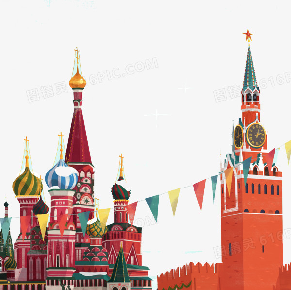 扁平扁平化卡通h5页面电商卡通网页设计卡通创意卡通元素城堡俄罗斯