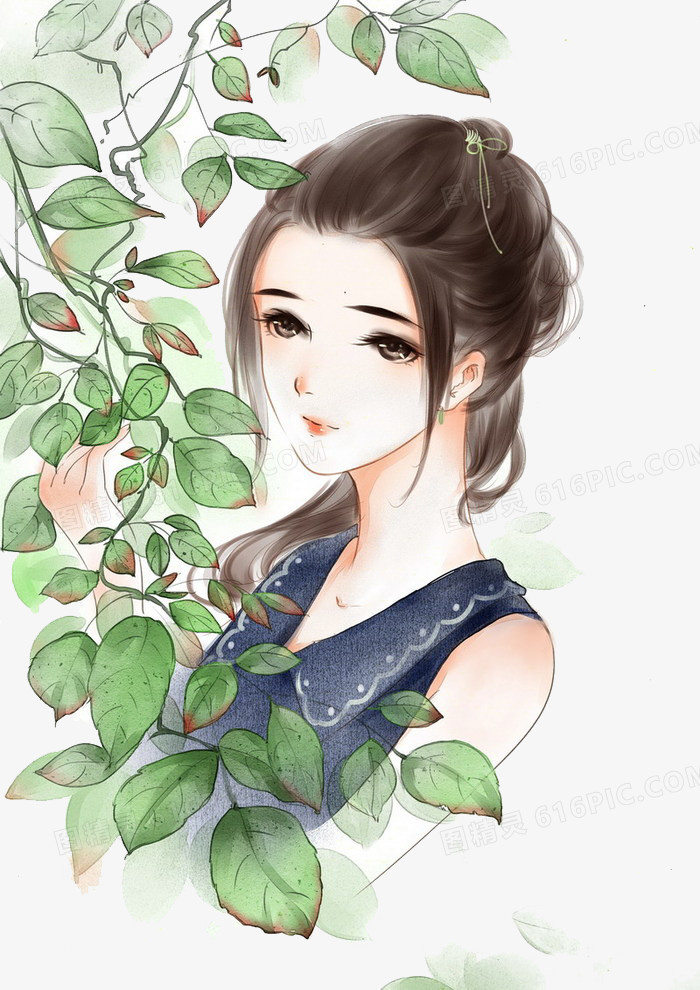 小清新少女手绘插画