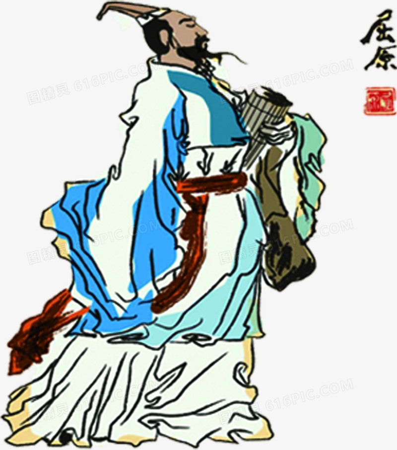 中国传统节日展板屈原画像