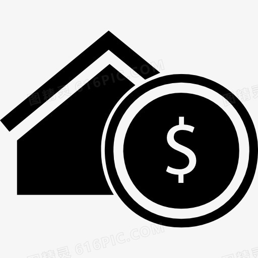 房地产商业符号的房子与美元符号图标