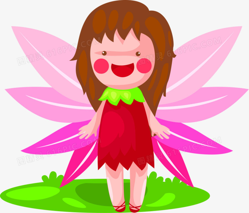 儿童卡通蝴蝶花朵女孩天使