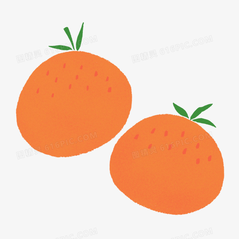 扁平卡通手绘橘子元素