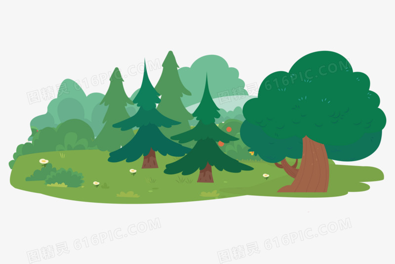 卡通手绘森林树木植被元素