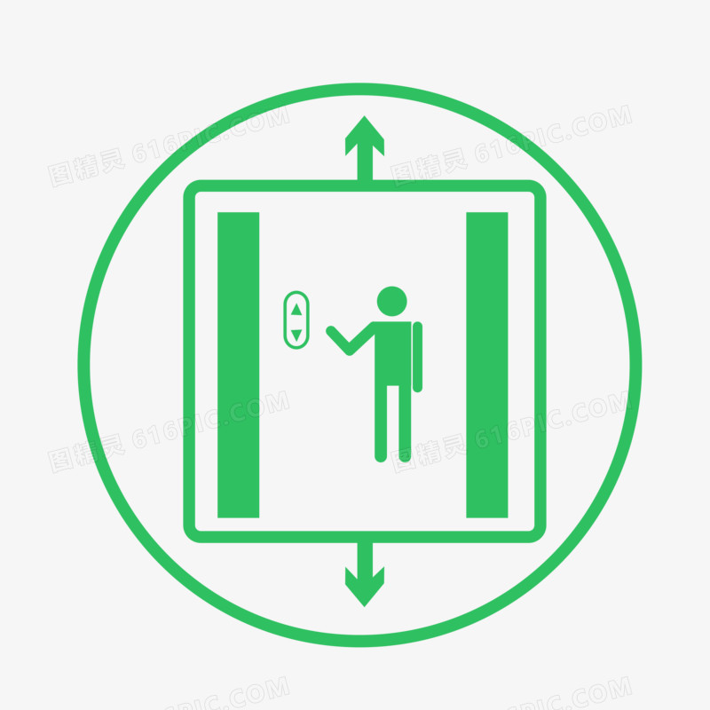 绿色圆形电梯标志元素