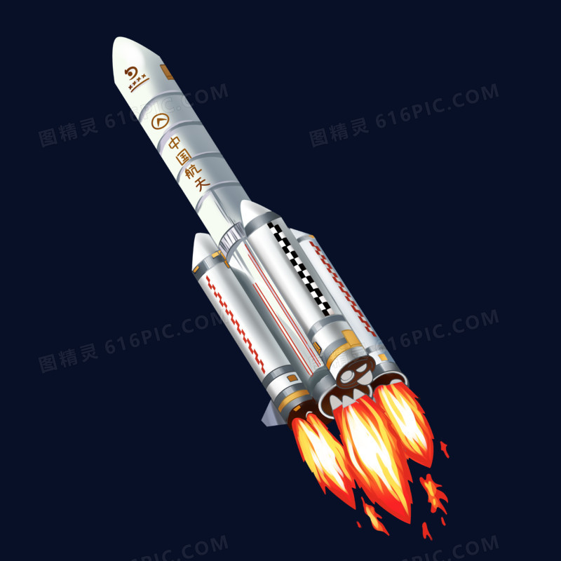 卡通手绘嫦娥5号火箭发射免抠元素