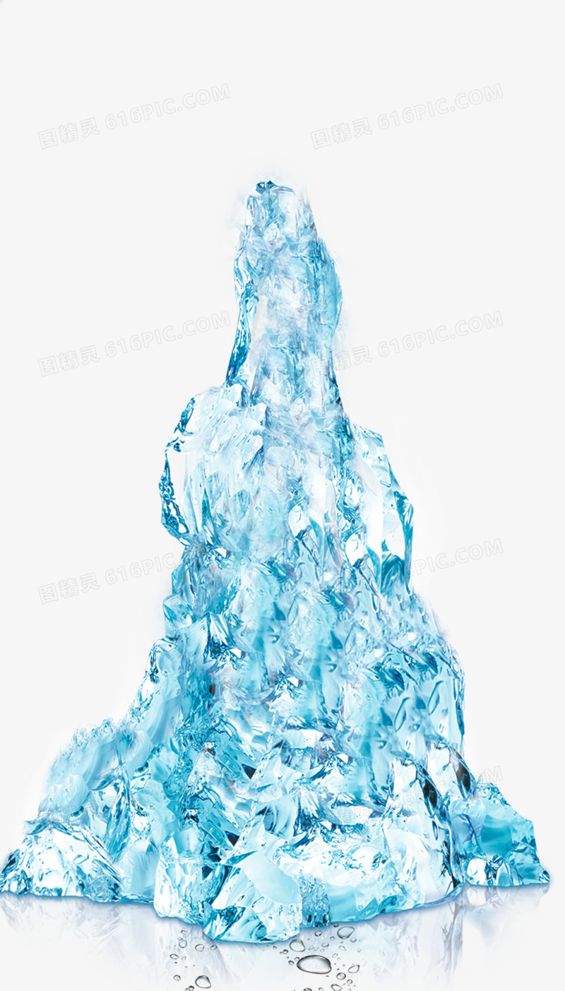 蓝色透明不规则冰块素材