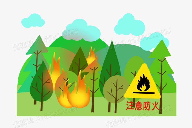 关键词:森林防火深林防火防止火灾森林消防安全森林火灾插画宣传安全