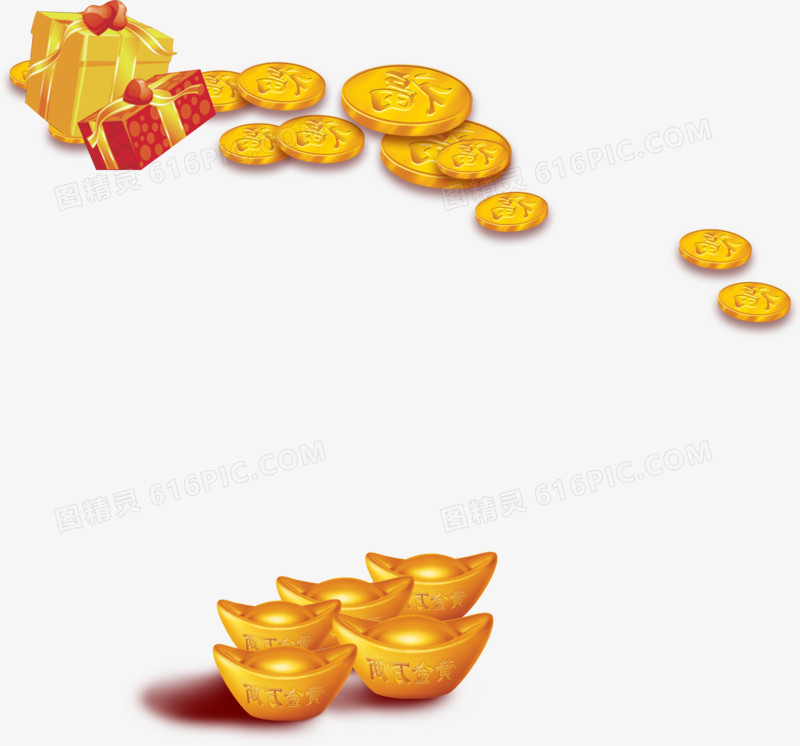立体金属材质金元宝金币礼盒组合