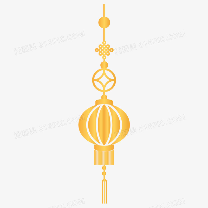 金色中式节日灯笼免抠装饰元素