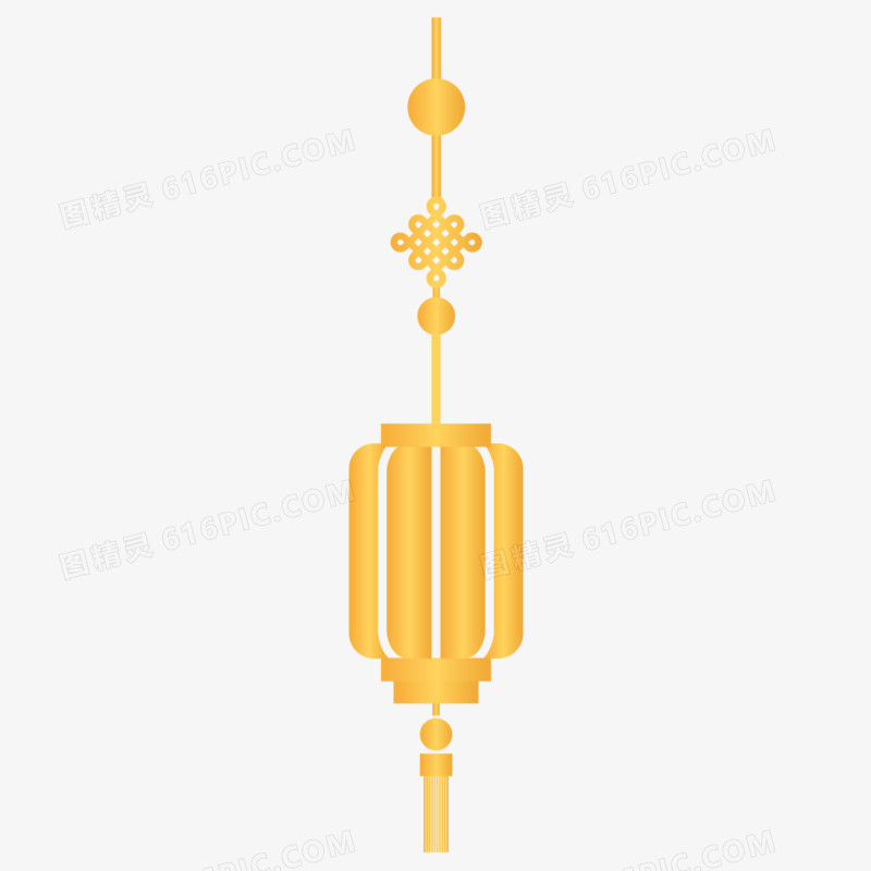 金色中式节日灯笼免抠装饰元素