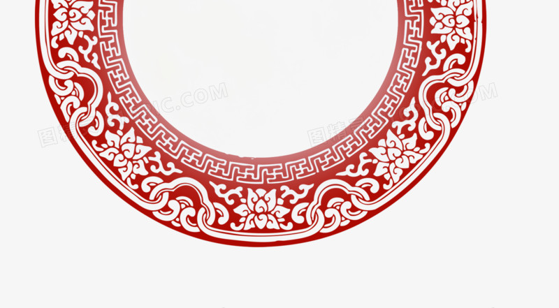 中国风红色剪纸圆框