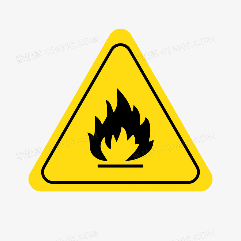 手绘矢量小心火灾警示牌图标素材