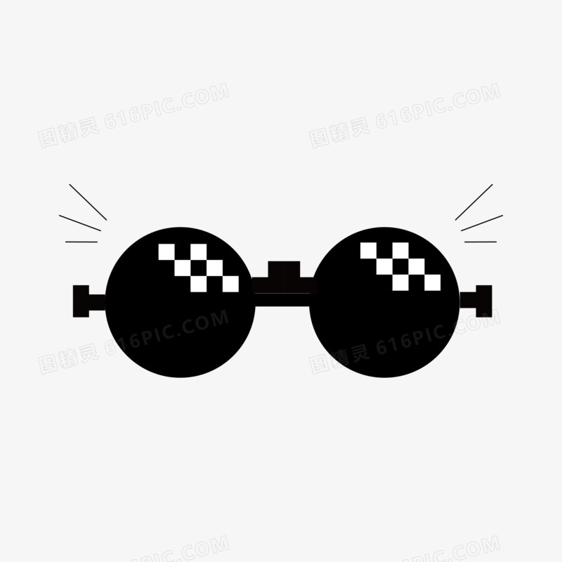 马赛克手绘格子像素眼镜装饰素材图片免费下载_png_vr