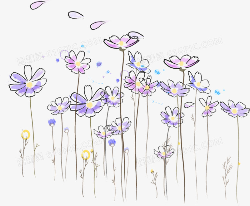 卡通紫色唯美小花