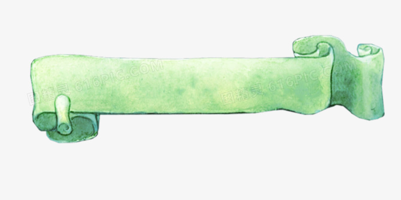 清新唯美手绘水墨丝带绿色边框