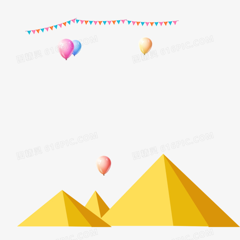 装饰图案 背景元素 山 气球 彩带