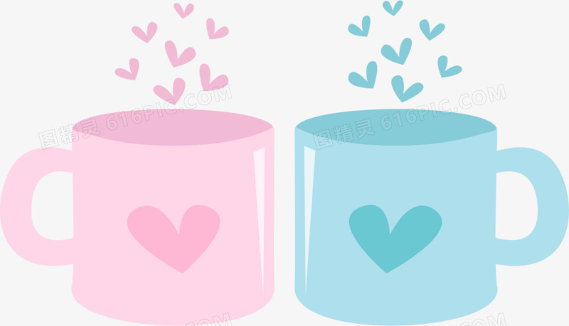 矢量卡通ai线条手绘茶杯杯子粉色浪漫情侣心形爱心图精灵为您提供可爱