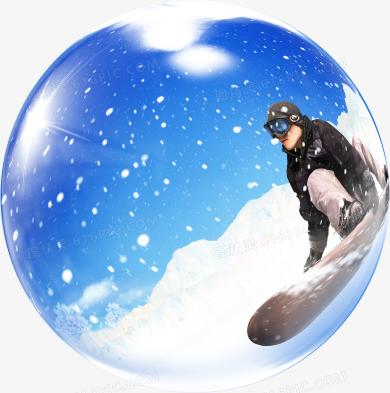 冬季滑雪雪景人物泡泡