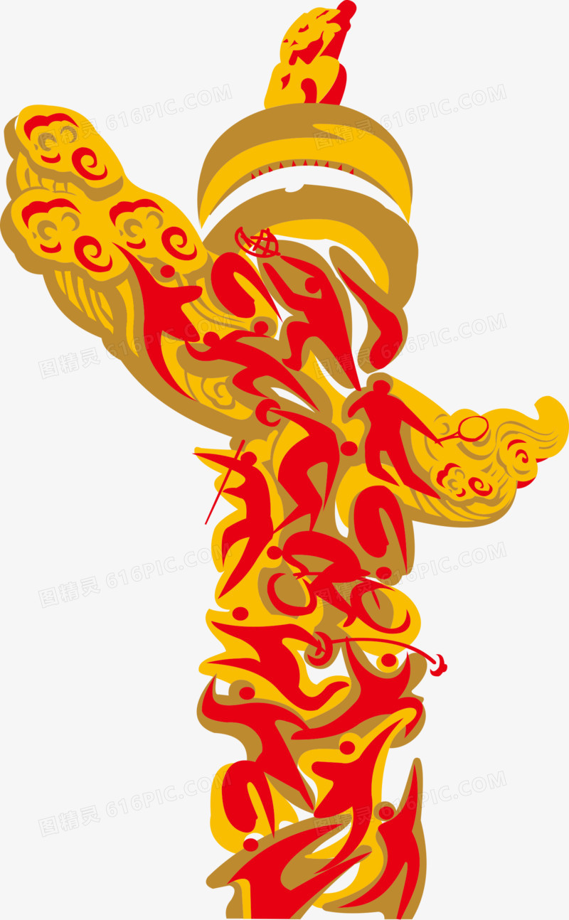 中国传统金黄柱子华表