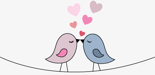卡通亲吻情侣鸟矢量素材