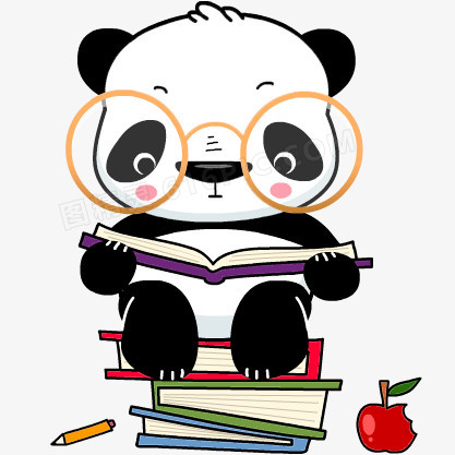 手绘插画卡通贺卡封面创意插画设计图精灵为您提供戴眼镜看书的熊猫