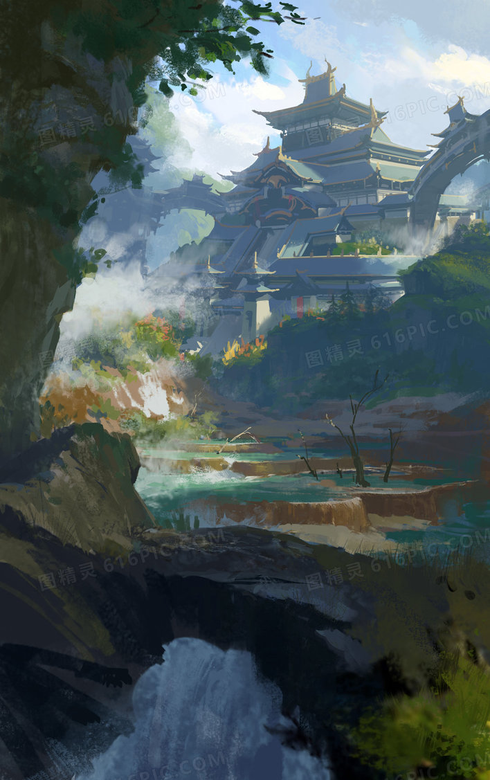 武侠场景建筑游戏原画