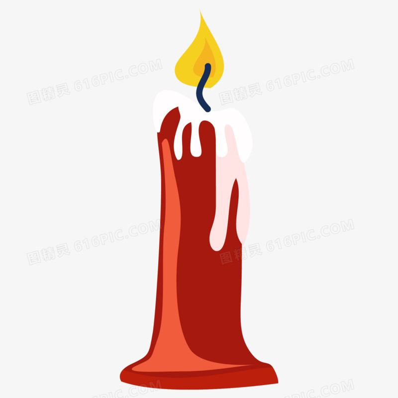 卡通手绘点燃的红蜡烛免抠素材