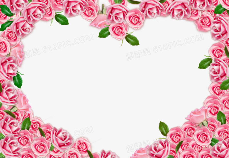 粉色玫瑰心形边框