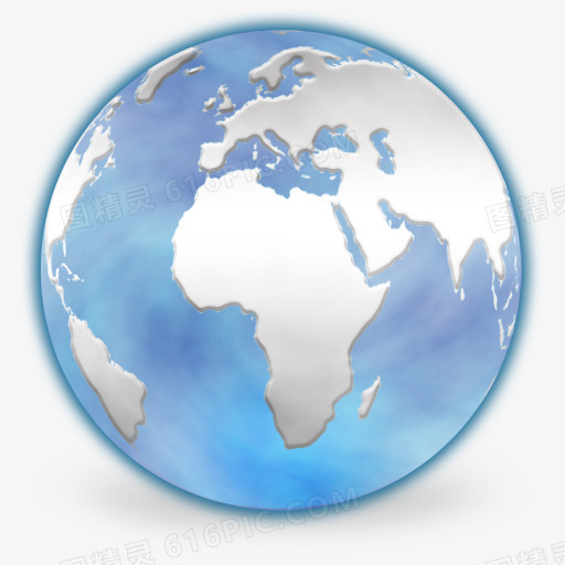 蓝色透明地球图标设计