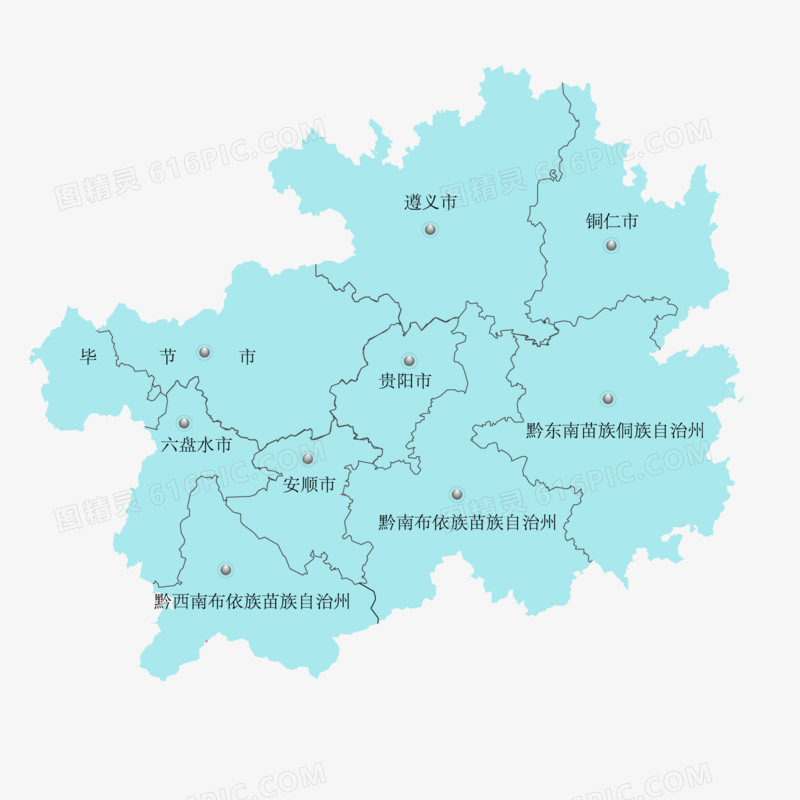 中国贵州省地图矢量素材