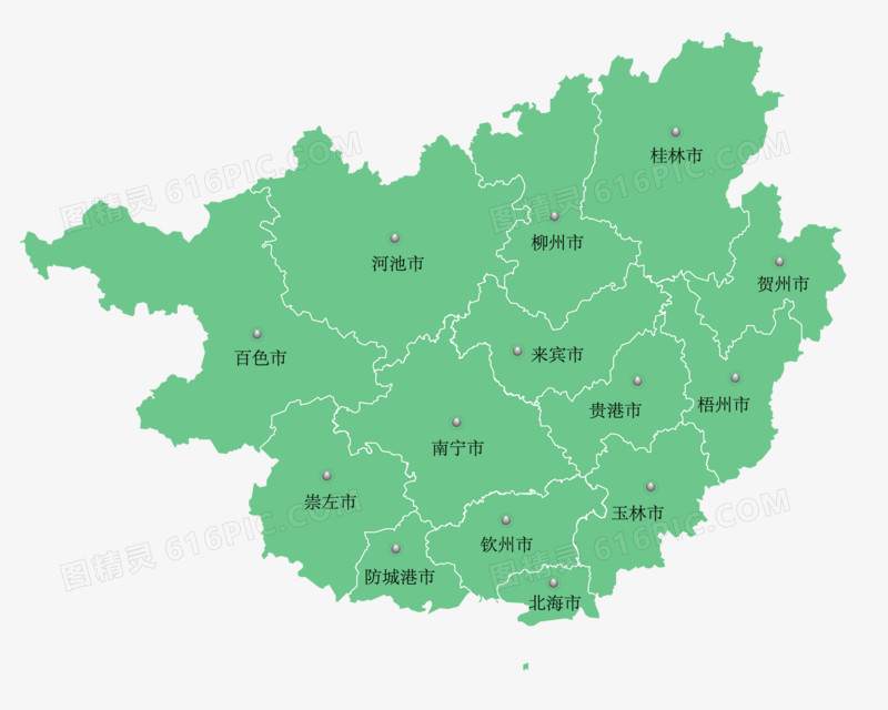中国广西壮族自治区地图矢量素材