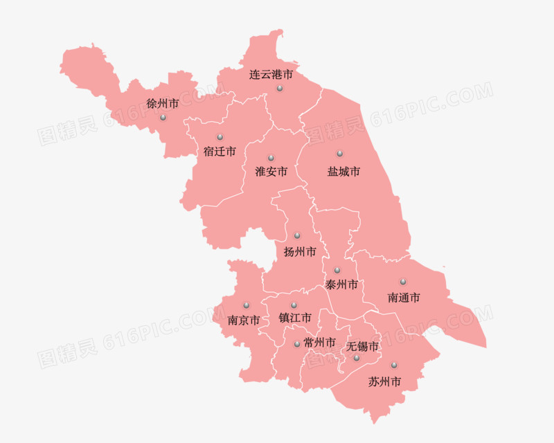 中国江苏省地图矢量素材