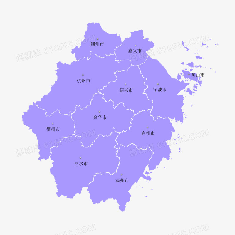中国浙江省地图矢量素材