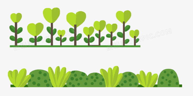 关键词:绿色景观底边装饰绿化植物下划线边线卡通免抠元素图精灵为您