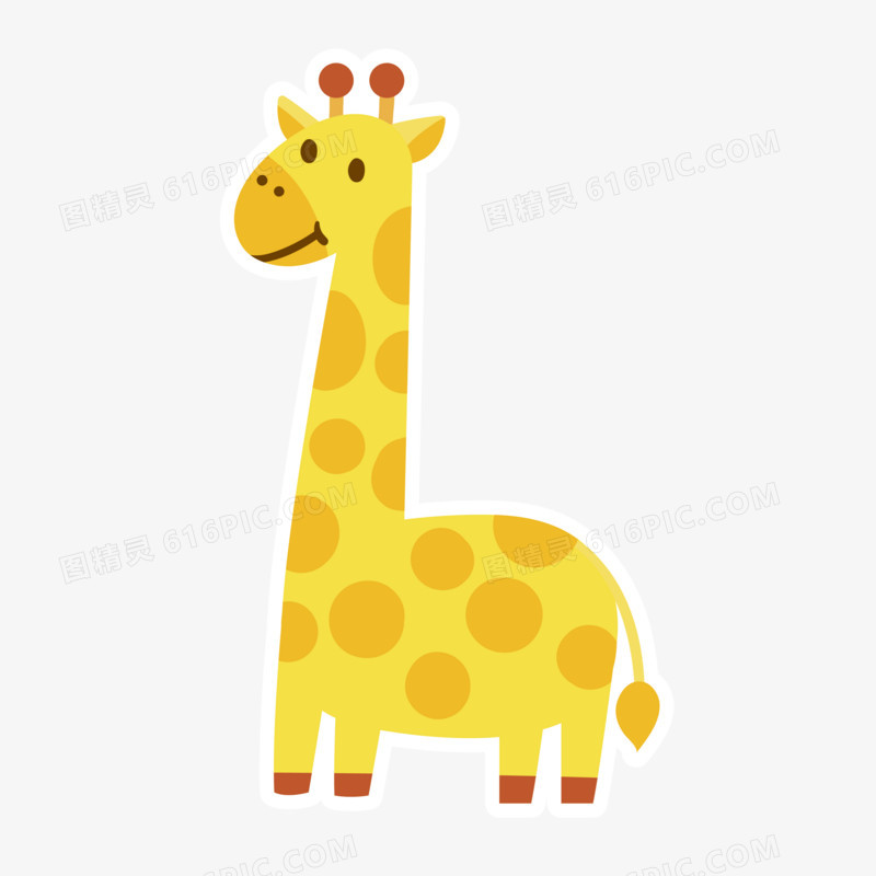 卡通长颈鹿动物图案装饰元素