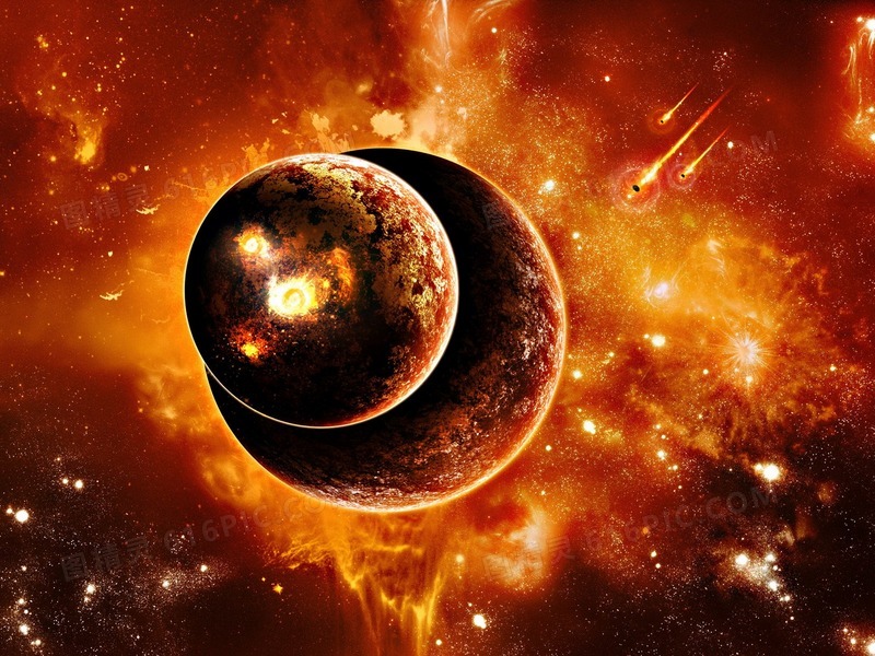 红色宇宙银河星河碰撞火花合成超炫效果