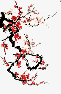 中国风红色梅花名片装饰