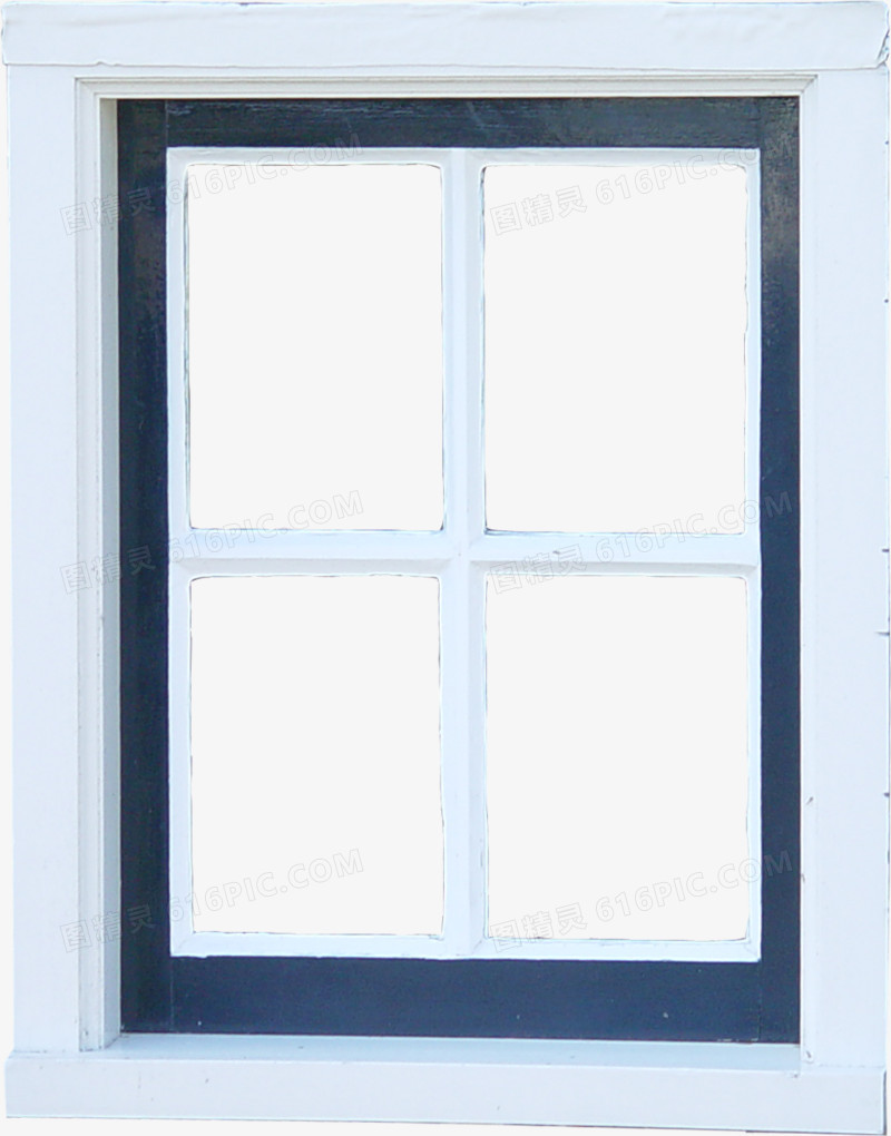 相框剪影手绘  蓝色窗户